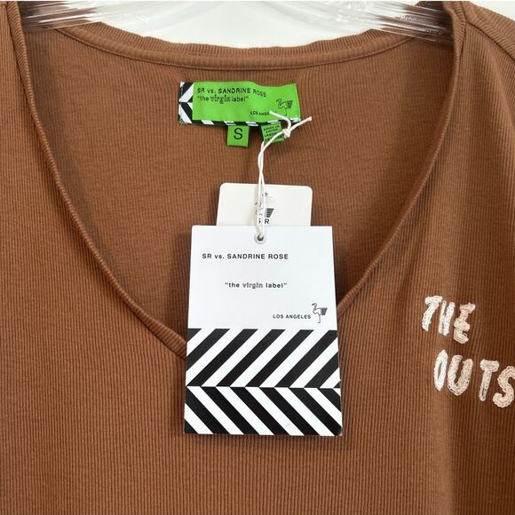 NWT Free People Ribbed V-Neck T-Shirt – “The Outsider” – Brown – Women’s Small - Picture 5 of 8